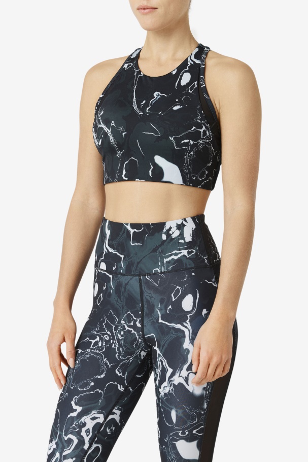 Fila UK Uplift T-Back Sports Bra Black Marble