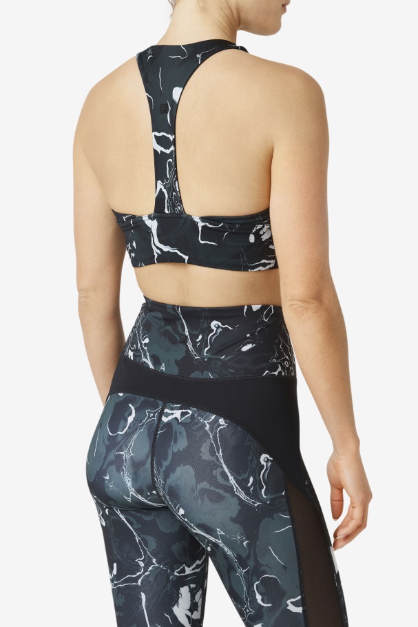 Fila UK Uplift T-Back Sports Bra Black Marble