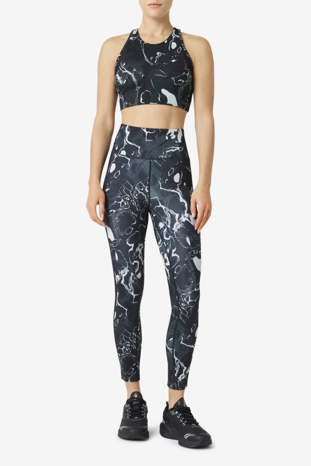 Fila UK Uplift T-Back Sports Bra Black Marble