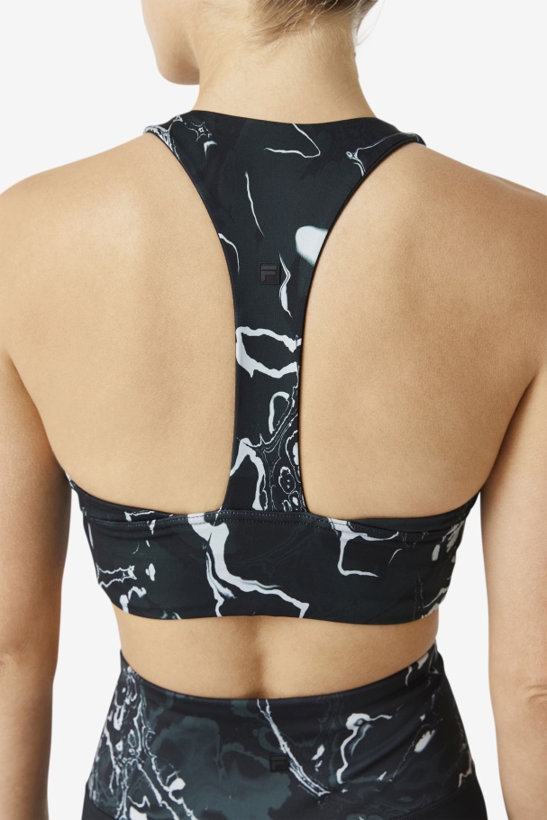 Fila UK Uplift T-Back Sports Bra Black Marble
