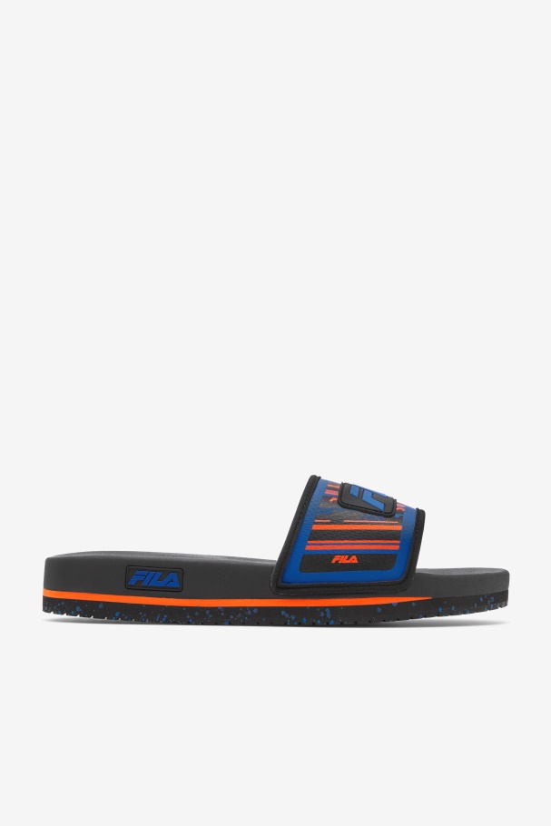 Black/Blue/Red Orange Fila UK Men's Lunar Slide