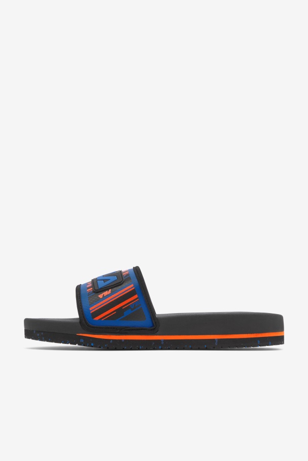 Black/Blue/Red Orange Fila UK Men\'s Lunar Slide