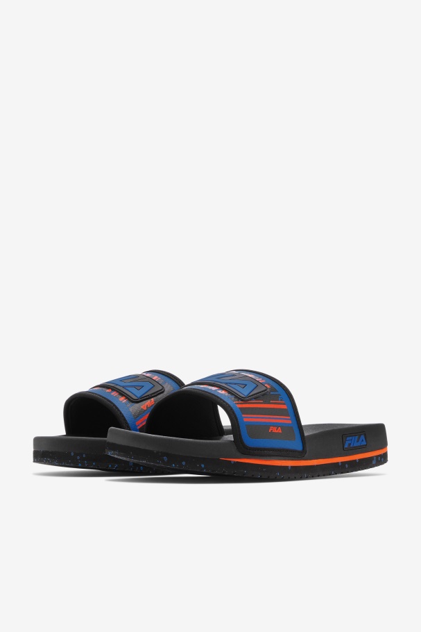 Black/Blue/Red Orange Fila UK Men\'s Lunar Slide