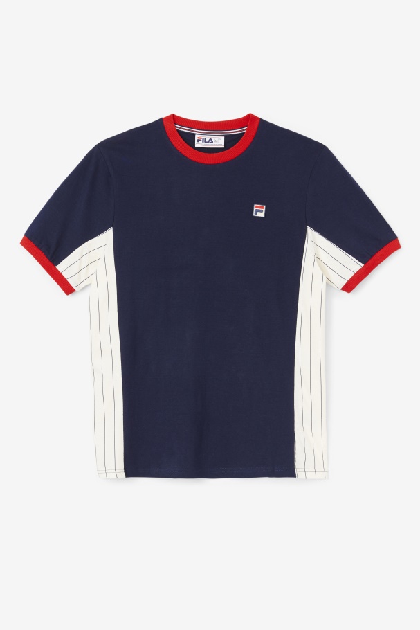 Warner Tee Peacoat/White/Red Fila UK