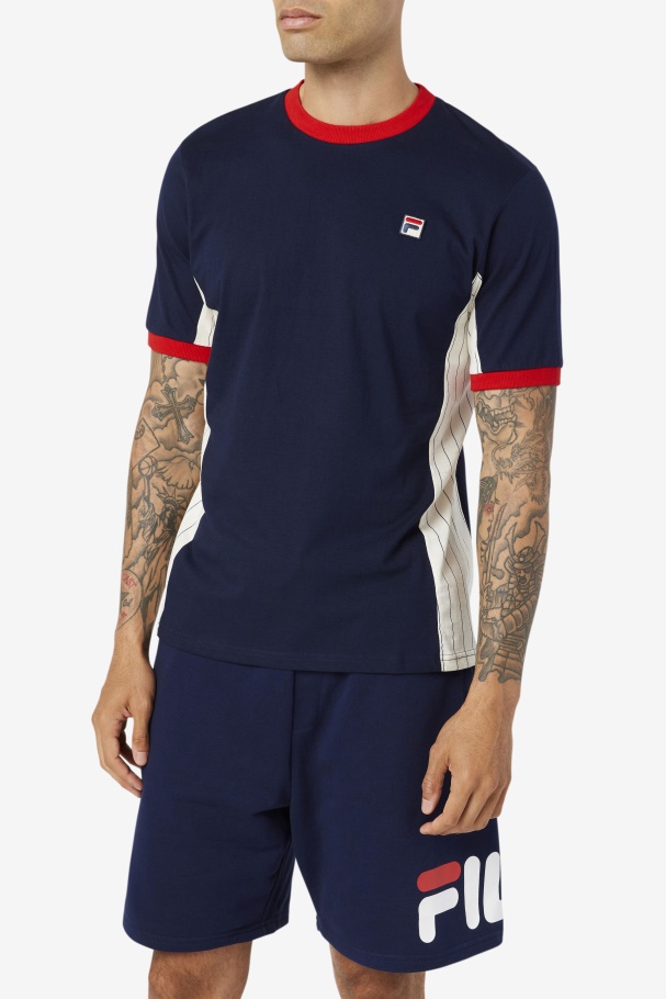 Warner Tee Peacoat/White/Red Fila UK