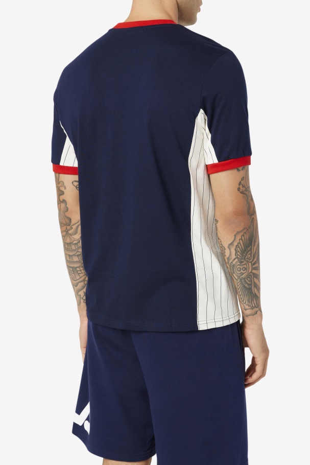 Warner Tee Peacoat/White/Red Fila UK