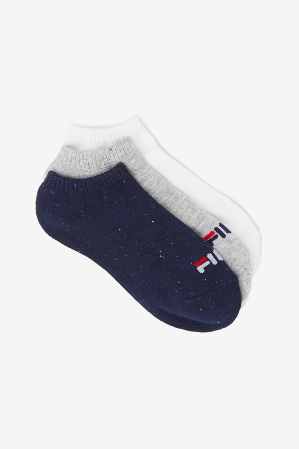 Grey Multi Fila UK Women's Speckle Stripe No Show Sock 3-Pack