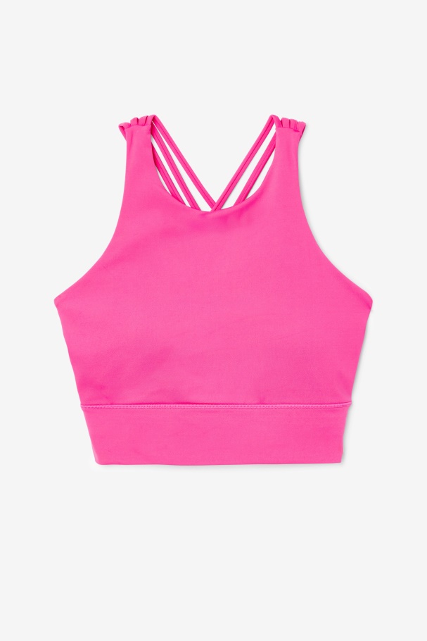 Bright Pink Fila UK Uplift High Neck Sports Bra