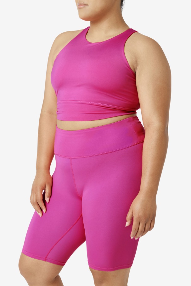 Bright Pink Fila UK Uplift High Neck Sports Bra
