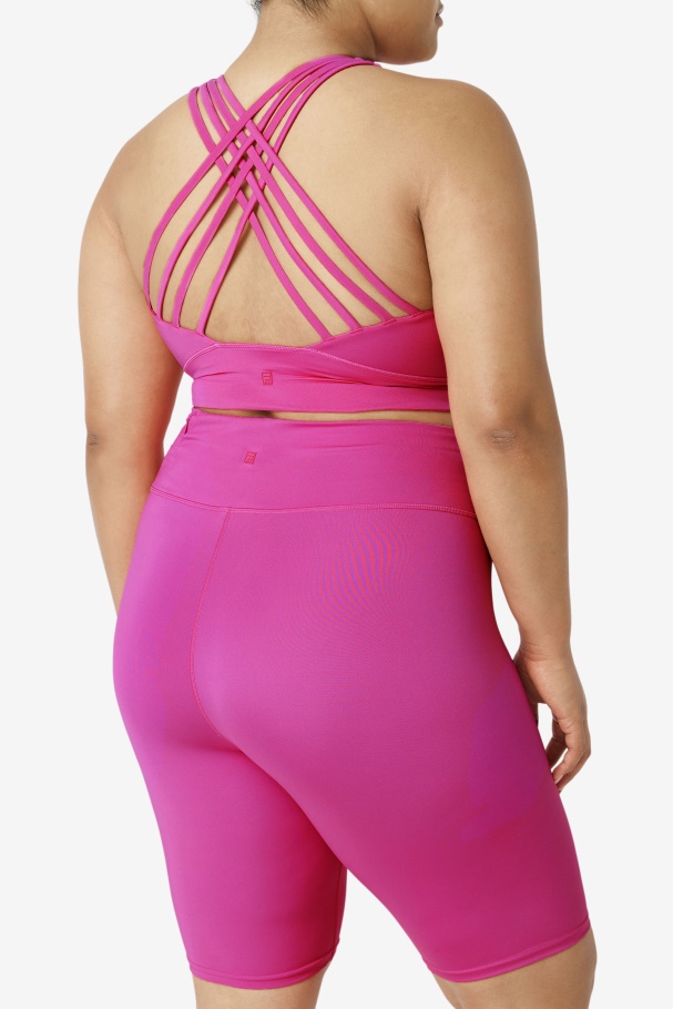Bright Pink Fila UK Uplift High Neck Sports Bra