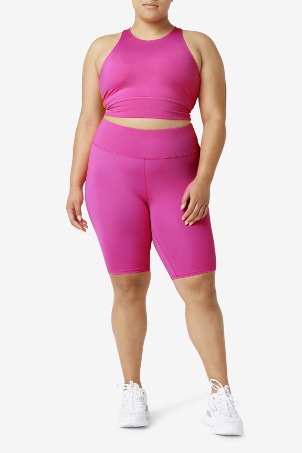 Bright Pink Fila UK Uplift High Neck Sports Bra