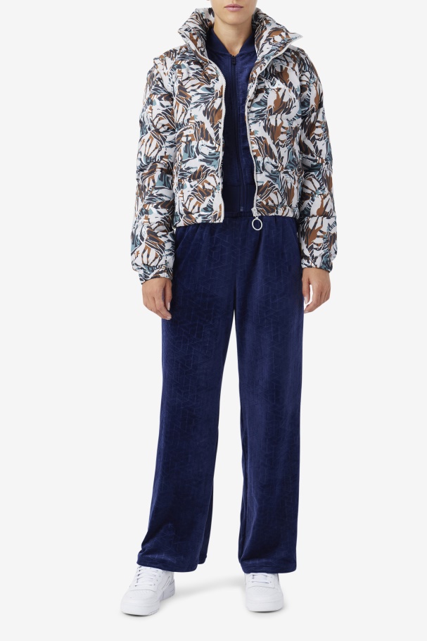 Giraffe Print Fila UK Loretta Snap Off Sleeve Cropped Puffer Jacket