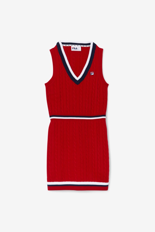 Red Darian Sweater Knit Dress Fila UK