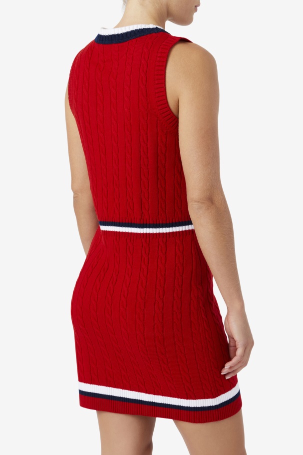 Red Darian Sweater Knit Dress Fila UK