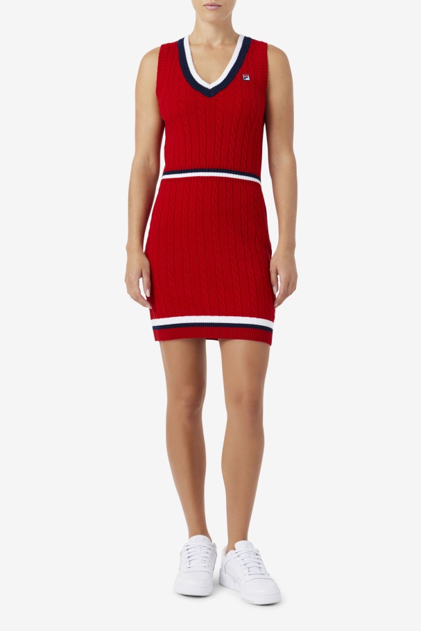 Red Darian Sweater Knit Dress Fila UK