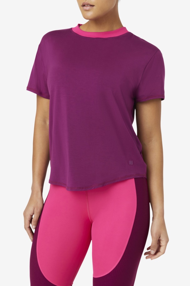 Fila UK Fi-Lux Short Sleeve Top Magentapurple