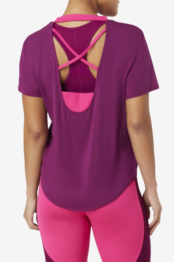 Fila UK Fi-Lux Short Sleeve Top Magentapurple