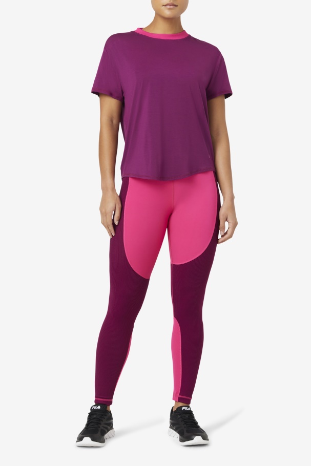 Fila UK Fi-Lux Short Sleeve Top Magentapurple