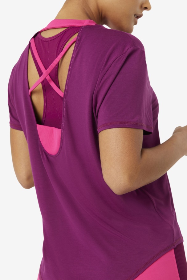 Fila UK Fi-Lux Short Sleeve Top Magentapurple