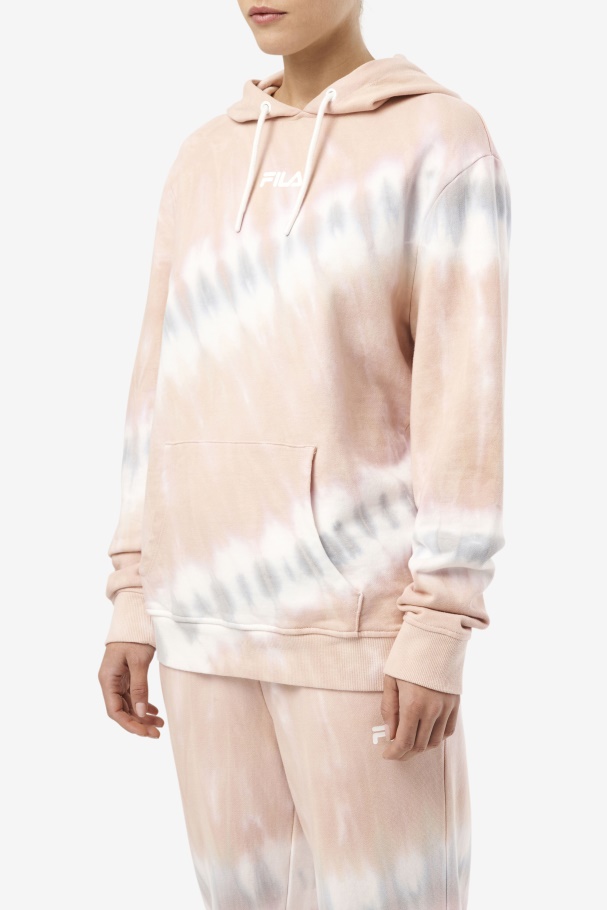 Fila UK Aerolynn Tie Dye Hoodie Gardenia/White/Belgian Block