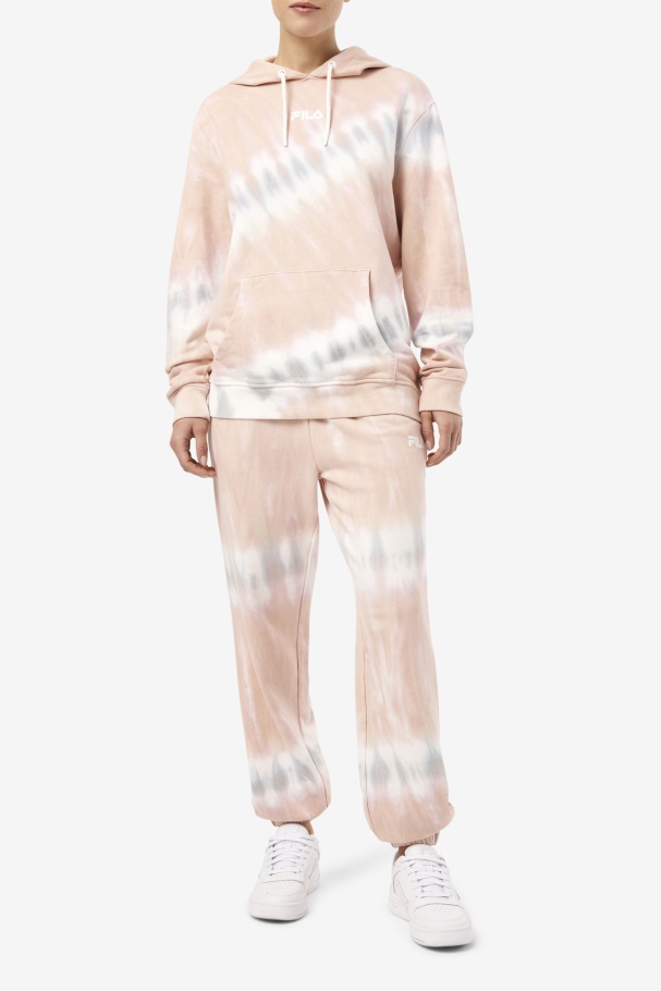 Fila UK Aerolynn Tie Dye Hoodie Gardenia/White/Belgian Block