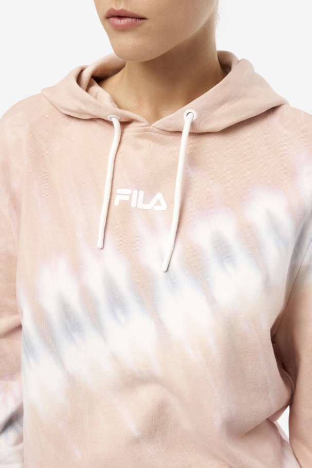 Fila UK Aerolynn Tie Dye Hoodie Gardenia/White/Belgian Block