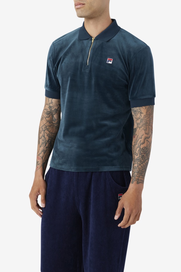 Teal Fila UK Devon Velour Polo