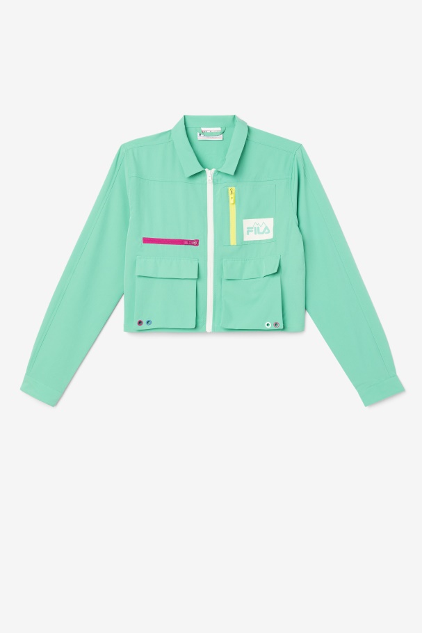 Marine Green Alina Zip Shirt Fila UK
