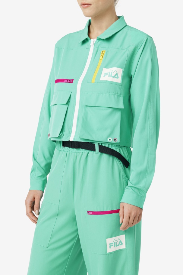 Marine Green Alina Zip Shirt Fila UK