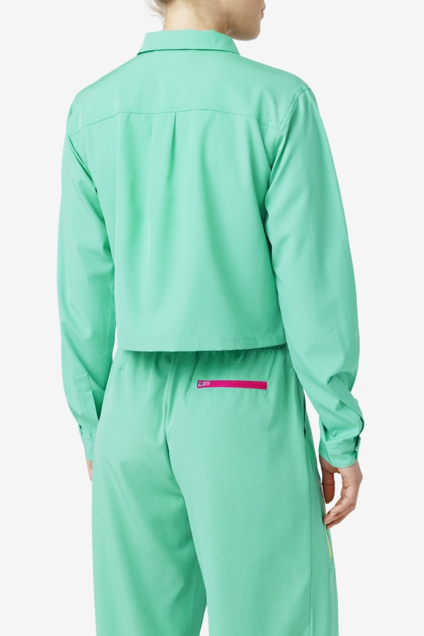 Marine Green Alina Zip Shirt Fila UK