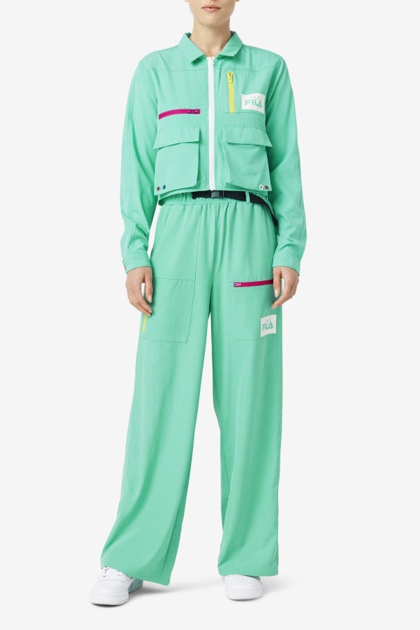 Marine Green Alina Zip Shirt Fila UK