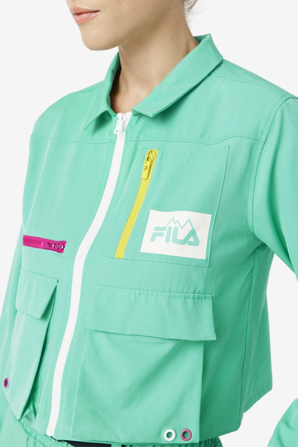 Marine Green Alina Zip Shirt Fila UK
