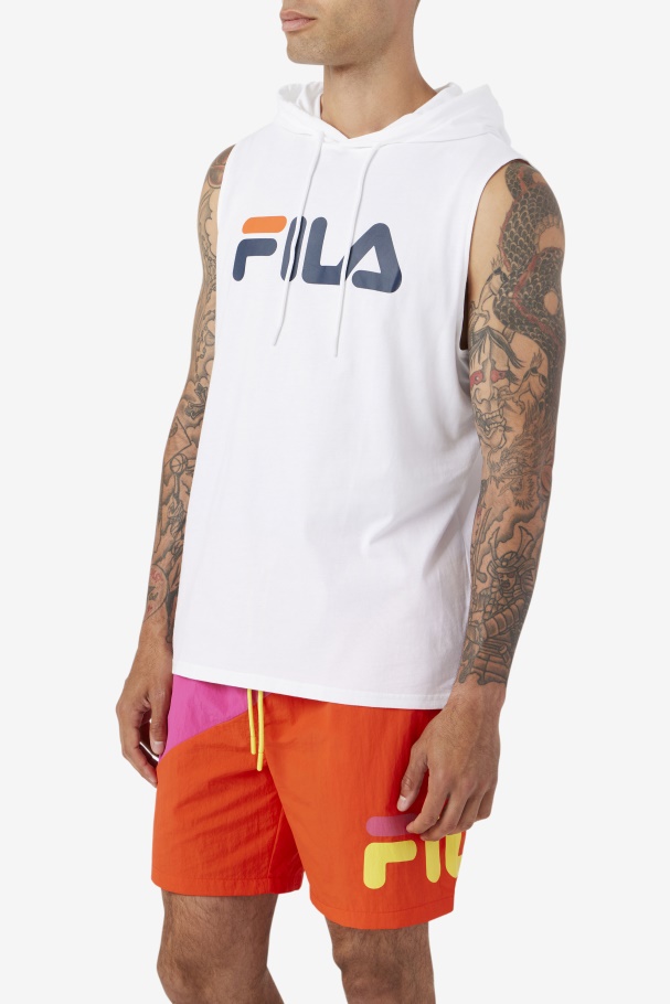 Fila UK White/Navy/Cherry Tomato Zany Sleeveless Hoodie