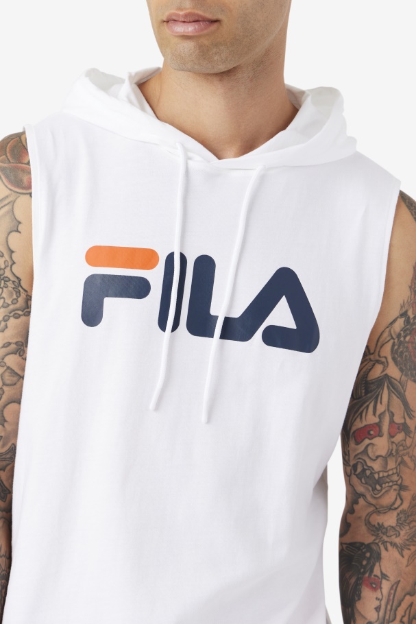 Fila UK White/Navy/Cherry Tomato Zany Sleeveless Hoodie