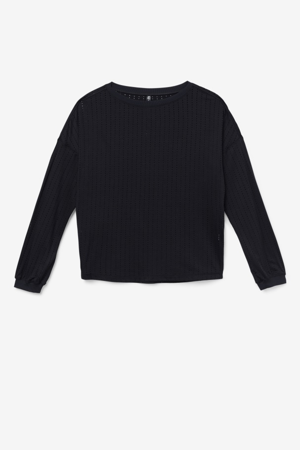Black Fi-Lux Mesh Long Sleeve Top Fila UK
