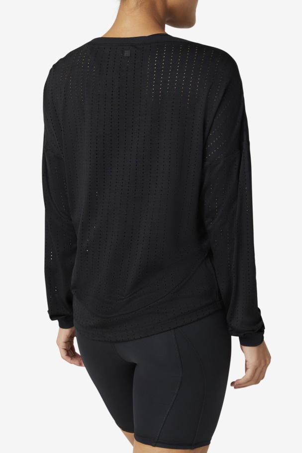 Black Fi-Lux Mesh Long Sleeve Top Fila UK