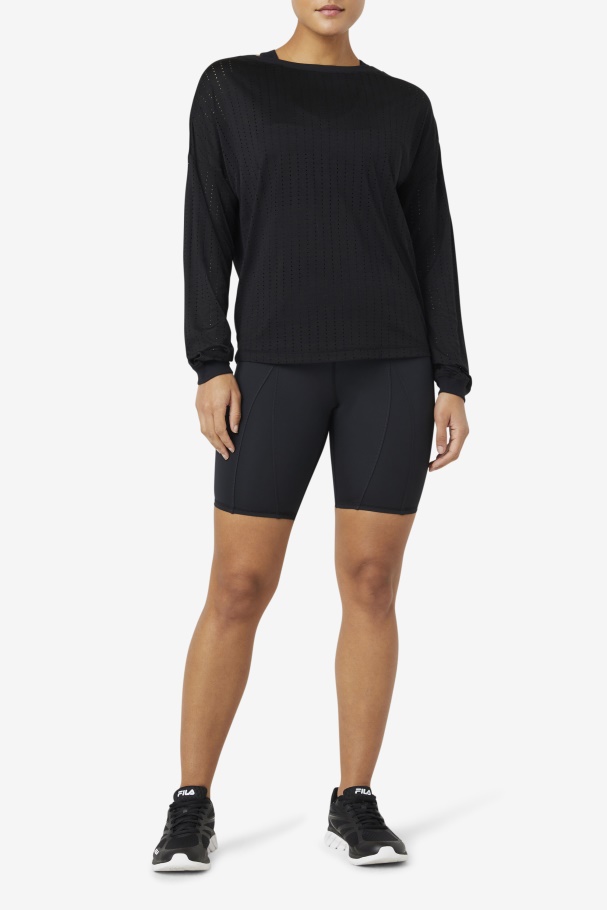 Black Fi-Lux Mesh Long Sleeve Top Fila UK