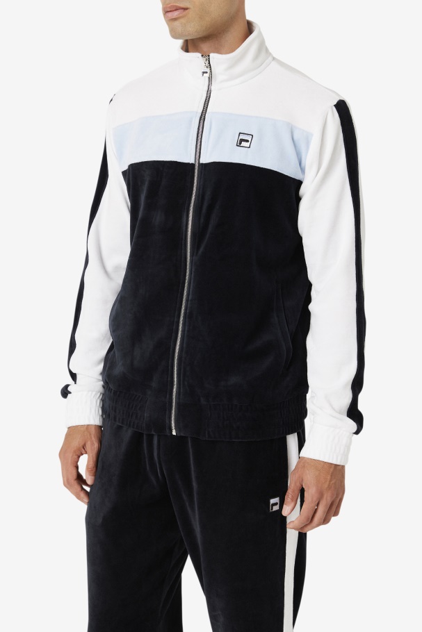 Black/White/Skyway Brice Velour Jacket Fila UK