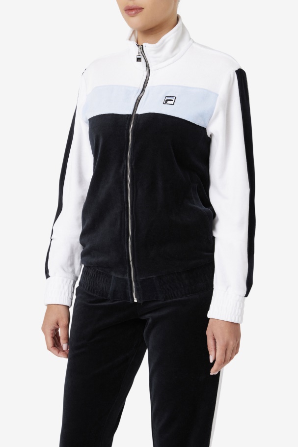 Black/White/Skyway Brice Velour Jacket Fila UK
