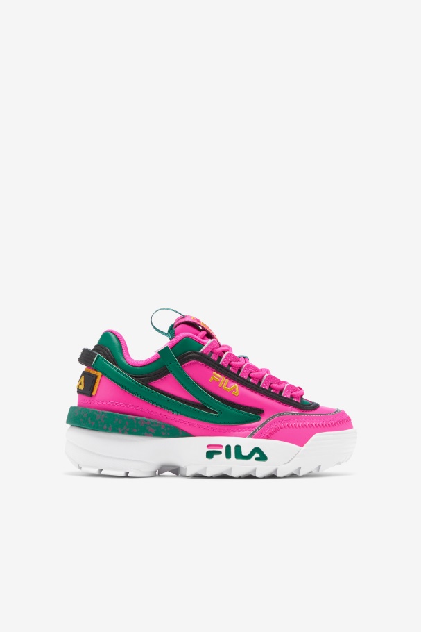 Fila UK Big Kids' Disruptor 2 EXP Pink Glo/Green/Gold