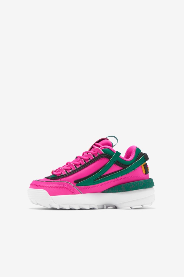 Fila UK Big Kids\' Disruptor 2 EXP Pink Glo/Green/Gold