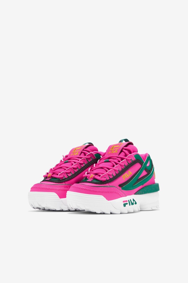 Fila UK Big Kids\' Disruptor 2 EXP Pink Glo/Green/Gold