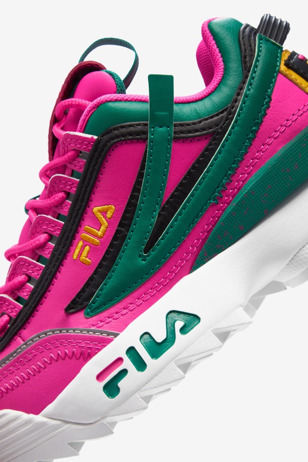 Fila UK Big Kids\' Disruptor 2 EXP Pink Glo/Green/Gold