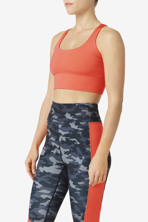 Uplift Cross Back Bra Top Fila UK Hot Coral