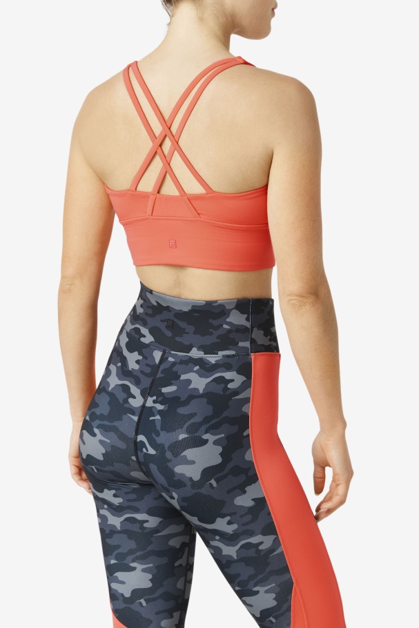 Uplift Cross Back Bra Top Fila UK Hot Coral