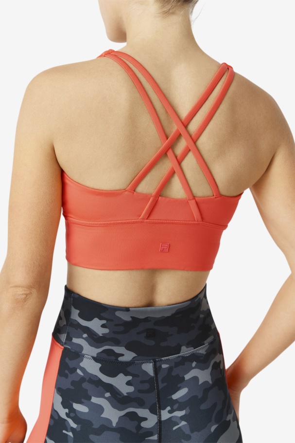 Uplift Cross Back Bra Top Fila UK Hot Coral