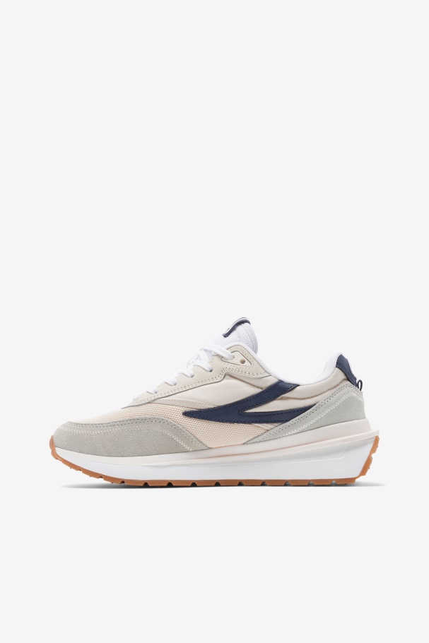 Bleached Sand/Navy/White Fila UK Women\'s Renno