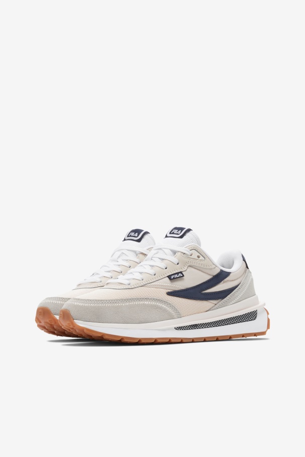 Bleached Sand/Navy/White Fila UK Women\'s Renno