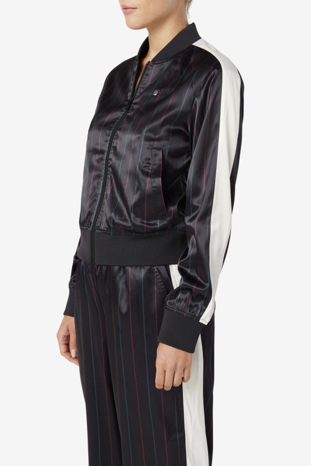 Farah Satin Track Jacket Fila UK Black/Tofu