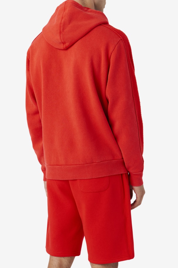 Fiery Red/Blue Fila UK Bryson Vintage Wash Hoodie